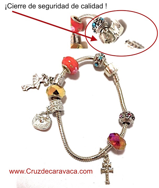 PULSERA CRUZ DE CARAVACA DORA CON CIERRE ORIGINAL 