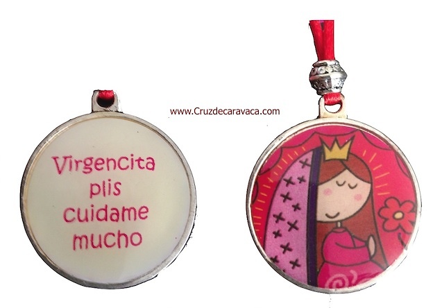 VIRGENCITA PLIS PARA COLGAR -VIRGENCITA CUÍDAME MUCHO- ESMALTADA A DOS CARAS 