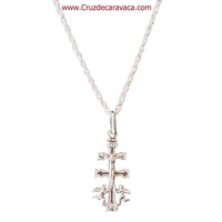 CONJUNTO EN PLATA DE CORDÓN Y CRUZ DE CARAVACA  