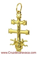 CRUZ DE CARAVACA CON ANGELES Y CRISTO DE ORO 18 KILATES