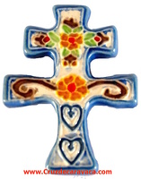 CRUZ DE CARAVACA DE CERAMICA CON IMAN PEQUEÑA