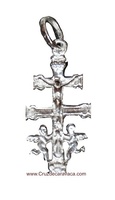 CRUZ DE CARAVACA DE PLATA CON ANGELES CRISTO Y LA VIRGEN 