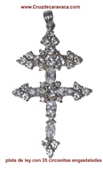 CRUZ DE CARAVACA DE PLATA CON CIRCONITAS TALLADAS