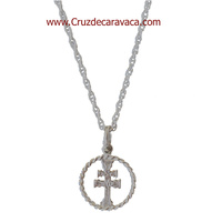 CRUZ DE CARAVACA DE PLATA  Y CORDÓN DE PLATA DE LEY