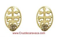 PENDIENTES CRUZ DE CARAVACA ORO DE BEBÉ CON CIRCONITA