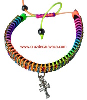 PULSERA CRUZ DE CARAVACA CON CRISTALES STRASS AJUSTABLE