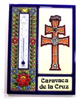 TERMOMETRO CRUZ DE CARAVACA ENMARCADO EN AZUL GR