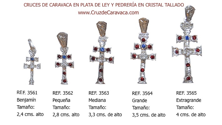 CRUZ CARAVACA EN PLATA DE LEY CON PIEDRAS DE CRISTAL TALLADO BENJAMIN PICCOLO MEDIUM GRAND 