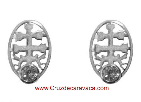 CARAVACA CROSS EARRINGS BABY ARGENTO CON CIRCONITO 