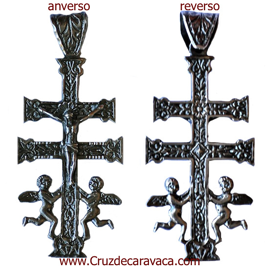 CARAVACA CROSS WITH ANGELS IN SILVER 