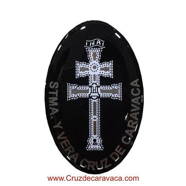 PEGATINA ADHESIVA DE LA CRUZ DE CARAVACA EN RESINA NEGRA 