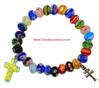 BRACCIALE CROCE DELLA CARAVACA E CRUZ LATINO CON CRISTAL DE MURANO