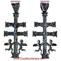 CARAVACA CROSS WITH ANGELS IN SILVER