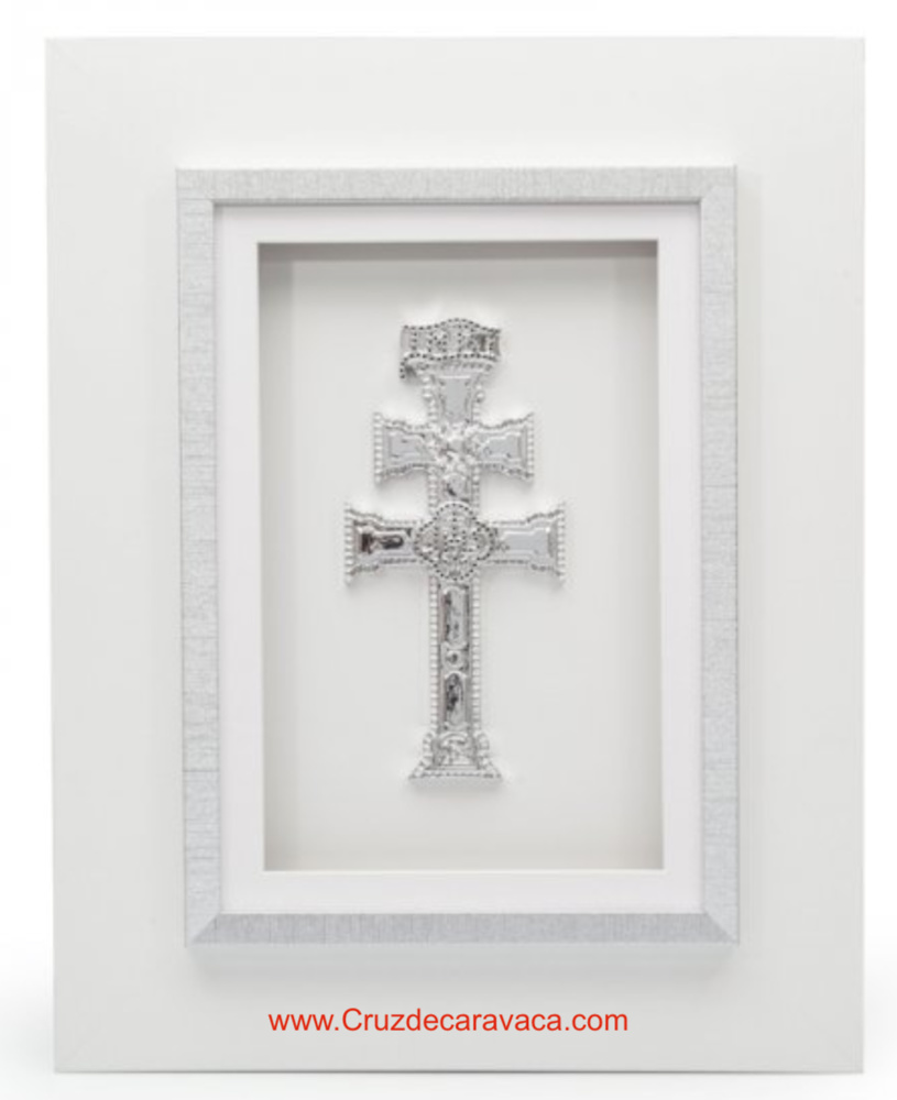 CARAVACA CROSS WHITE FRAME AND SILVER 