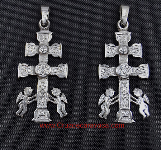 CROSS CARAVACA WITH ANGELS RELIQUARY IN SILVER 