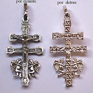 CROSS OF CARAVACA SILVER AND ANGELES AND ENTRY 