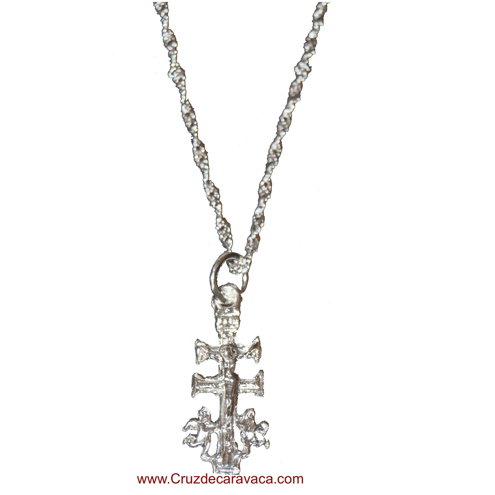 cruz de caravaca de plata y cadena de plata