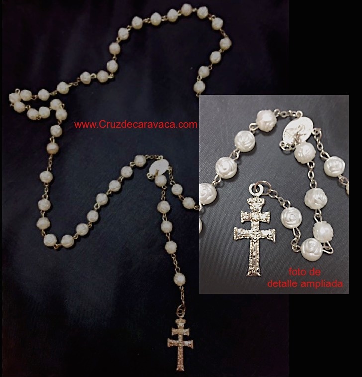 ROSARY CROSS OF CARAVACA ACCOUNTS WITH ROSES PEARLS 