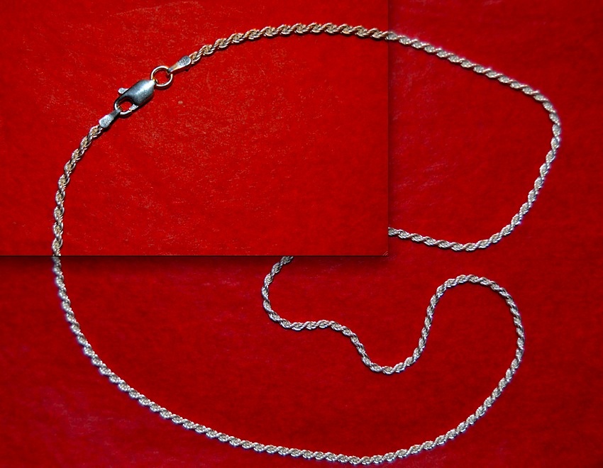 SILVER CORD AND CLOSING OF SILVER SIZE 2 MM AND 45 CMS LONG 