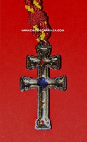 CARAVACA CROSS IN LARGE METAL AND RESIN GRAVURE WITH CORD