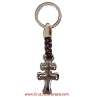 CARAVACA CROSS KEY RING METAL AND LEATHER