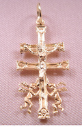 CARAVACA GOLD CROSS WITH ANGELS AND CHRIST TO HANG