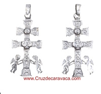 CROSS CARAVACA WITH ANGELS RELIQUARY IN SILVER