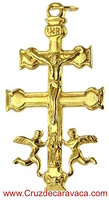 CROSS OF CARAVACA WITH ANGELES MADE IN GOLD 18 KARAT LONG