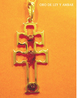 CROSS OF GOLD AND AMBER CARAVACA PATENTED MODEL