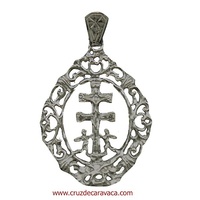  MEDAL CROSS WITH ANGELS CARAVACA SILVER BAROQUE