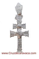 SILVER CARAVACA CROSS OF LAW TO RELIEVE TO TWO SIDES
