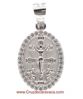  SILVER CROSS OF CARAVACA MEDAL WITH LABEL