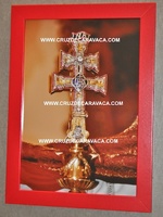 TABLE CARAVACA CROSS PHOTO FRAME IN RED